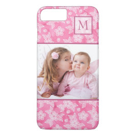 Capa iPhone 8 Plus/7 Plus Imagem do Monograma Rosa Blossom