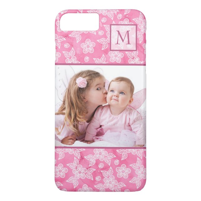 Capa Para iPhone, Case-Mate Imagem do Monograma Rosa Blossom (Verso)