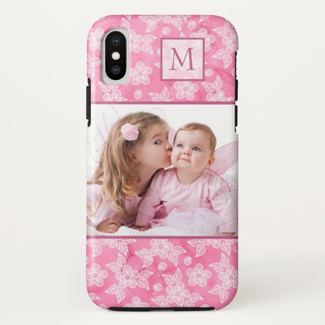 Capa Para iPhone, Case-Mate Imagem do Monograma Rosa Blossom (Verso)