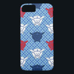 Capa iPhone 8/ 7 Impressão de coelho japonês, verde, azul e branco<br><div class="desc">Impressão de papel de parede adaptado de um antigo design têxtil japonês - coelhos verdes,  brancos e azuis de Wedgewood num fundo de papel de parede verde médio e claro</div>