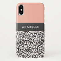 Impressão do leopardo preto, branco e pêssego mode