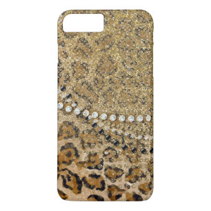 Capa iPhone 8 Plus/7 Plus Impressão Dourada natural do Leopardo - Olhar bril