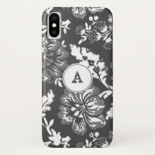 Capa Para iPhone Da Case-Mate Impressão floral do vintage cinzento e branco com