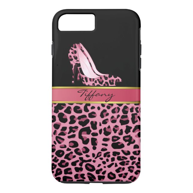 Capa Para iPhone, Case-Mate Impressão iPhone 7 Plus - Chic Pink Jaguar (Verso)