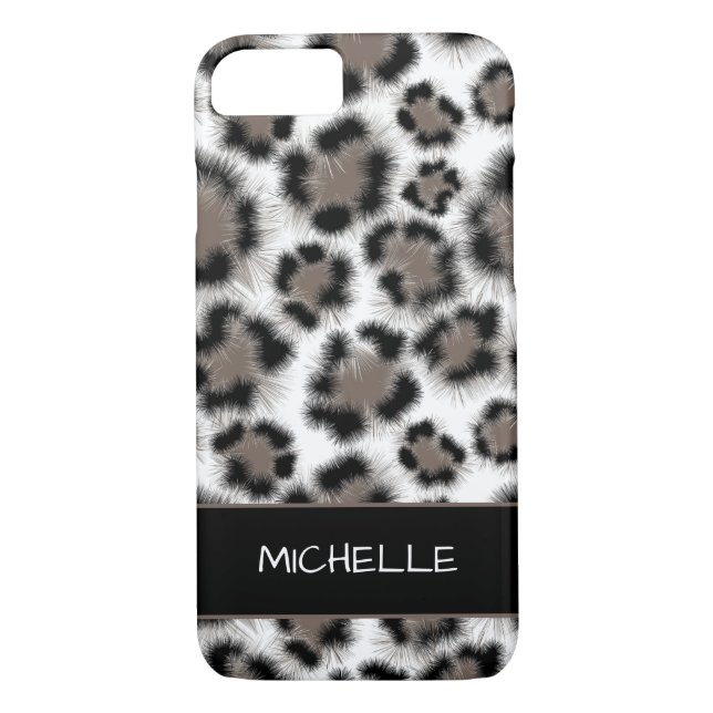 Capa Para iPhone, Case-Mate Impressão Leopardo de Taupe Preto Personalizável (Verso)
