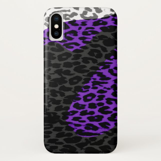 Capa Para iPhone, Case-Mate Impressão Leopardo Preto e Roxo (Verso)