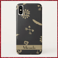 Impressão Nativo Étnico Negro e Beige