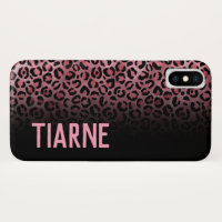 Impressão Pink & Black Leopard Nome personalizado 