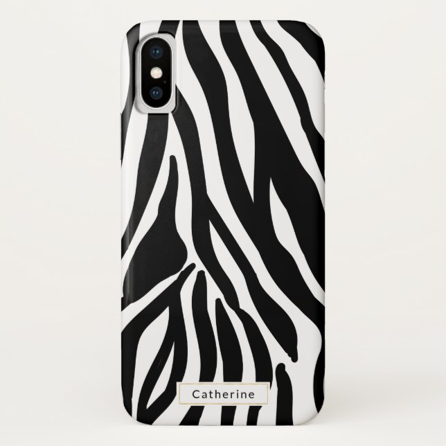 Capa Para iPhone, Case-Mate Impressão selvagem da zebra com nome (Verso)