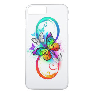 Capa iPhone 8 Plus/7 Plus Infinidade brilhante com borboleta arco-íris