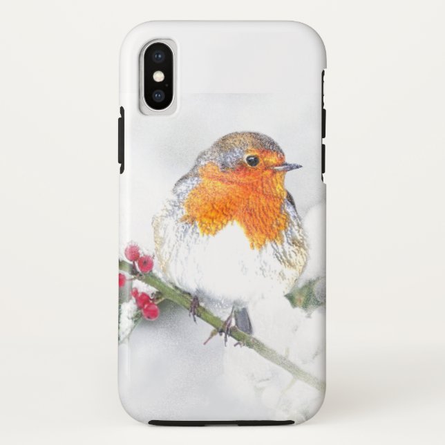 Capa Para iPhone, Case-Mate Inglês Robin Bird Winter Holly Berries (Verso)