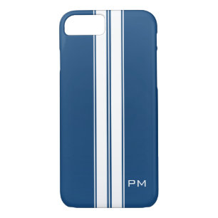 Capa Para iPhone Da Case-Mate Iniciais de competência das listras do branco azul