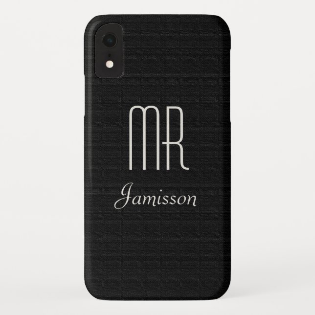Capa Para iPhone, Case-Mate Iniciais personalizados MR Black HIS (Verso)