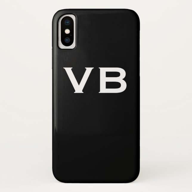 Capa Para iPhone, Case-Mate Iniciais Simples de Monograma Preto e Branco (Verso)