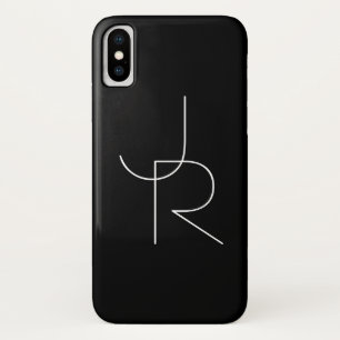 Capa Para iPhone Da Case-Mate Iniciais Sobrepostas Modernas 2 Branco no Preto
