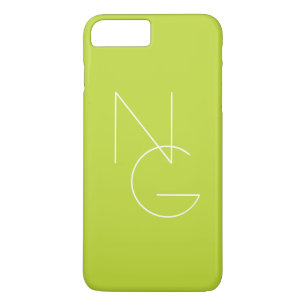 Capa iPhone 8 Plus/7 Plus Iniciais Sobrepostas Modernas 2 Verde Lima