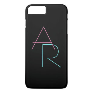 Capa iPhone 8 Plus/7 Plus Iniciais Sobrepostas Modernas Rosa Turquesa Pret