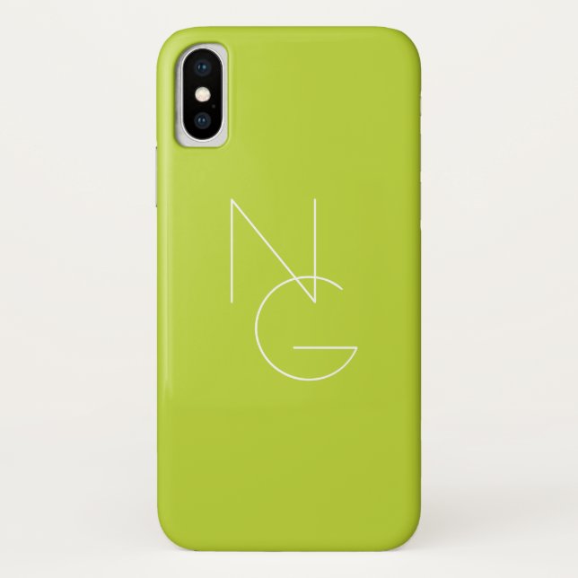 Capa Para iPhone, Case-Mate Iniciais Sobrepostos Modernos 2 | VERDE LIMÃO (Verso)