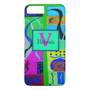 Capa iPhone 8 Plus/7 Plus Inspiração Abstrato de Moda Azul do Matisse