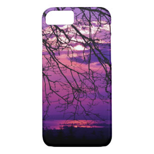 Capa iPhone 8/ 7 Intensa e vívida - Paisagem Sunset Roxo