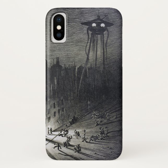 Capa Para iPhone, Case-Mate Invasão original da alienígena da Vintage, cinzas  (Verso)