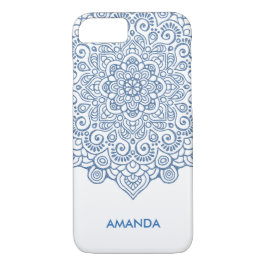 Capa iPhone 8/ 7 Invólucro metálico azul-rendas Mandala