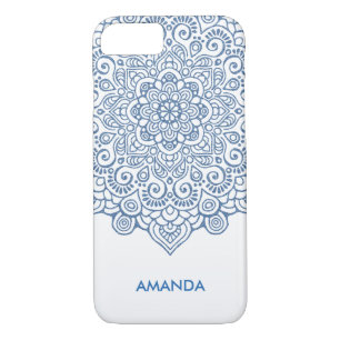 Capa iPhone 8/ 7 Invólucro metálico azul-rendas Mandala