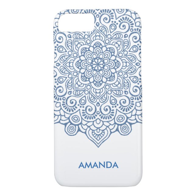 Capa Para iPhone, Case-Mate Invólucro metálico azul-rendas Mandala (Verso)