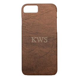 Capa Para iPhone Da Case-Mate iPhone de couro do monograma da textura de Brown