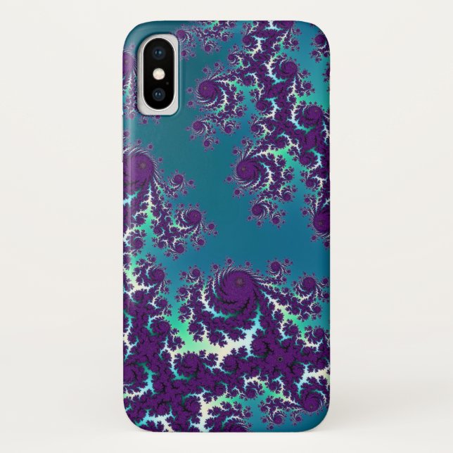 Capa Para iPhone, Case-Mate iPhone roxo abstrato 6 do Fractal do verde azul (Verso)