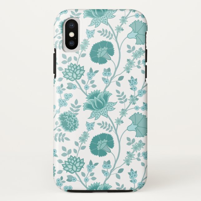 Capa Para iPhone, Case-Mate Jacobean Floral Big Pattern Teals on White (Verso)