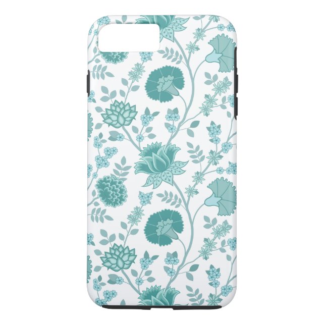 Capa Para iPhone, Case-Mate Jacobean Floral Big Pattern Teals on White (Verso)