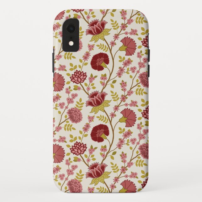 Capa Para iPhone, Case-Mate Jacobean Floral Reds Pinks Dourado Cream (Verso)