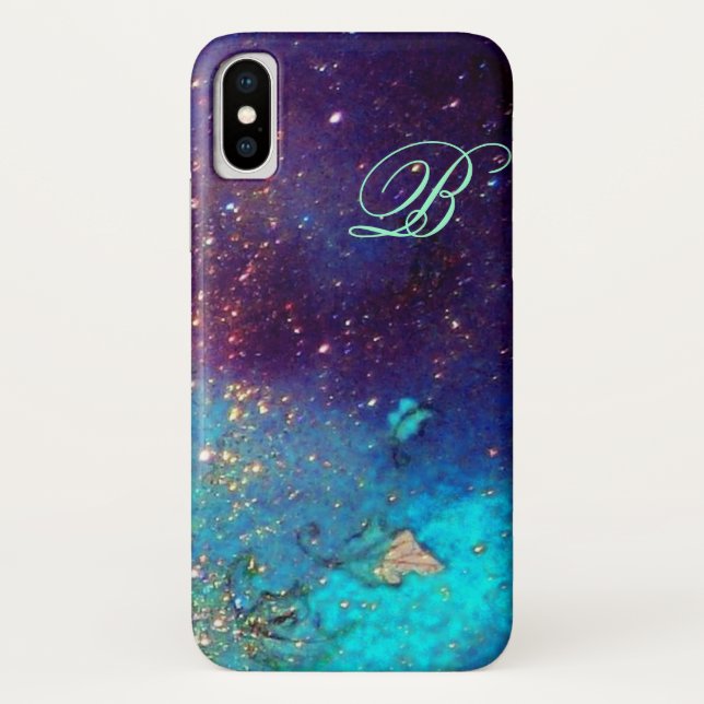 Capa Para iPhone, Case-Mate JARDIM DAS SOMBRAS PERDIDAS - Turquase Monograma A (Verso)