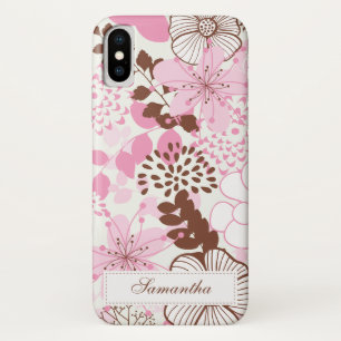 Capa Para iPhone X Jardim de Brown e de primavera do rosa