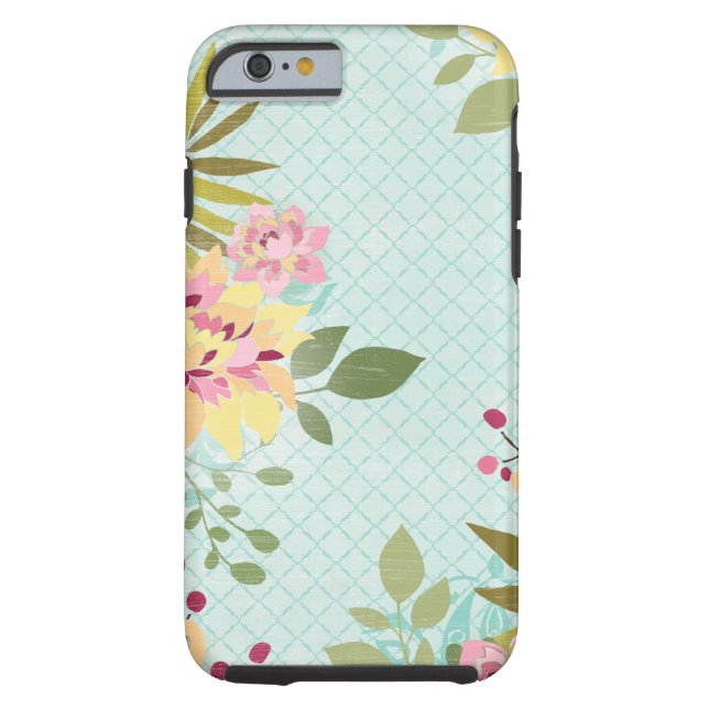 Capa Para iPhone, Case-Mate Jardim Floral, Fundo Azul (Verso)