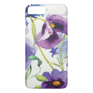 Capa iPhone 8 Plus/7 Plus Jardim misturado azul e roxo