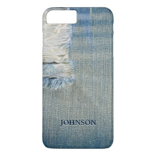 Capa iPhone 8 Plus/7 Plus Jean azul legal e engraçado rosqueia o monograma