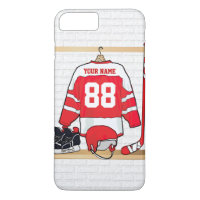 Jersey de Hóquei em Gelo Personalizado, Vermelho e
