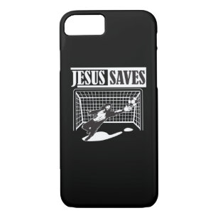 Capa iPhone 8/ 7 Jesus salvar - o cristão do Goalie do futebol