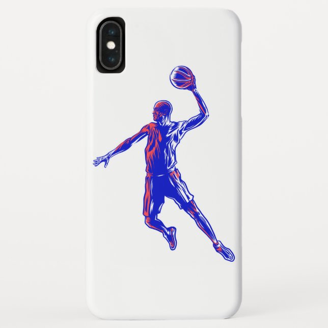 Capa Para iPhone, Case-Mate Jogador de basquetebol Slam Dunk, Vermelho e Azul  (Verso)