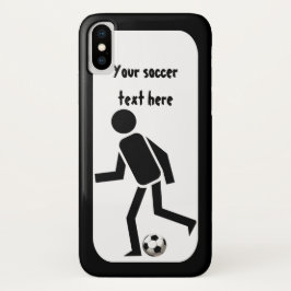 Capa Para iPhone X Jogador de futebol e costume de bola em preto e br