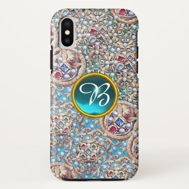 CAPA PARA iPhone, Case-Mate  JOIAS ANTIGAS,GEMSTONAS,PÉARLS,ÂNGULOS MONOGRAMAS (Verso)