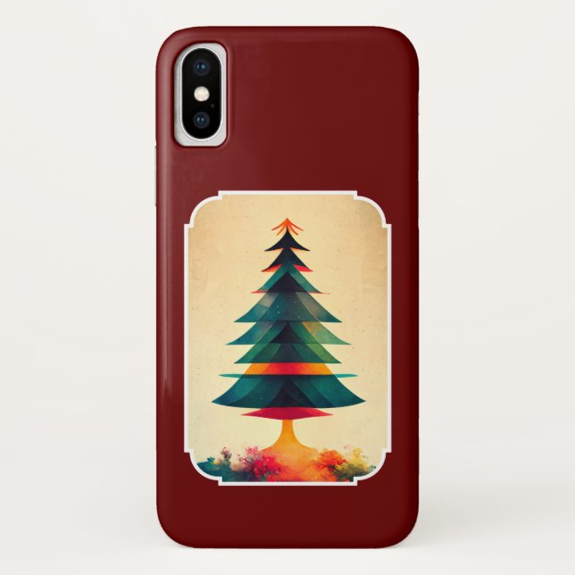 Capa Para iPhone, Case-Mate Joyfull Christmas Tree Geométrico Artsy Design (Verso)