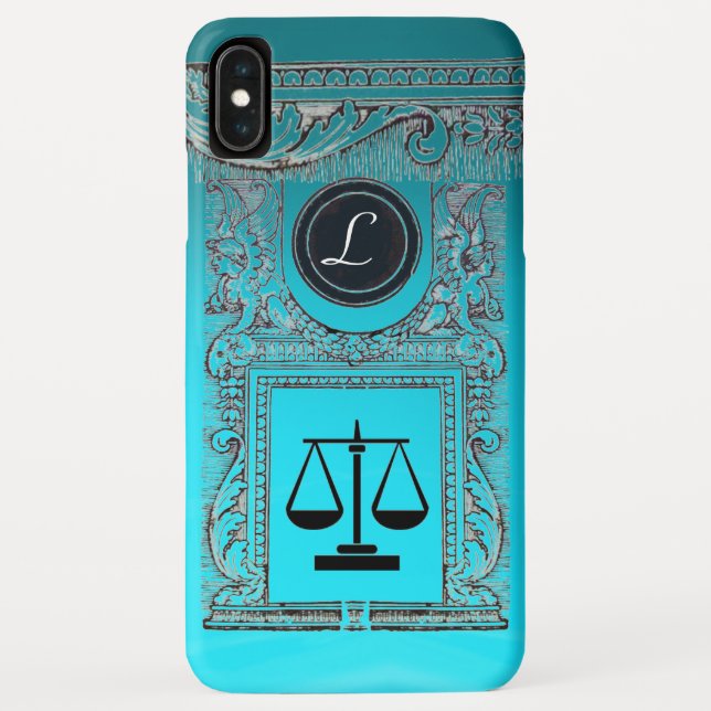 Capa Para iPhone, Case-Mate JUSTIÇA, ATTORNEY Monograma, azul (Verso)
