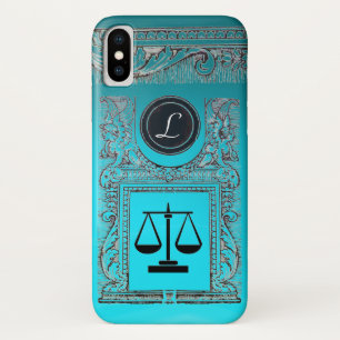 Capa Para iPhone Da Case-Mate JUSTIÇA, ATTORNEY Monograma, azul