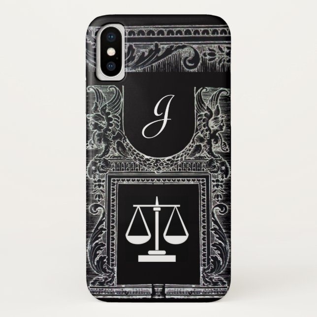Capa Para iPhone, Case-Mate JUSTIÇA,ATTORNEY Monograma Black (Verso)