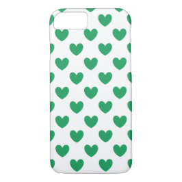 Capa iPhone 8/ 7 Kelly Green Polka Hearts em branco