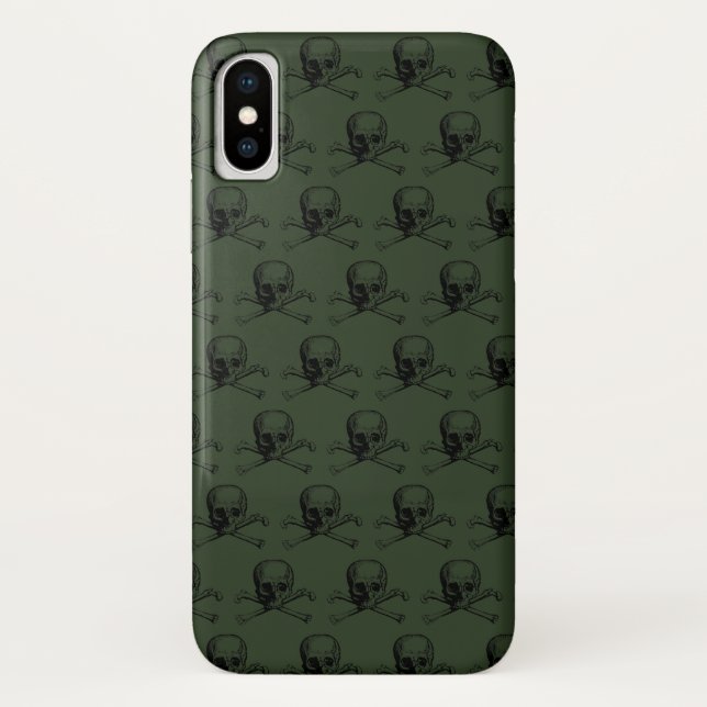 Capa Para iPhone, Case-Mate Khaki Skull Halloween Nome Personalizado (Verso)