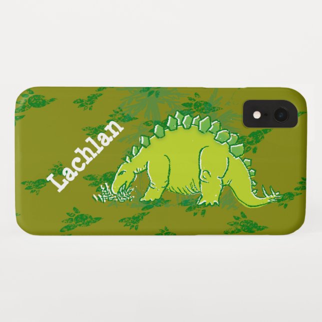 Capa Para iPhone, Case-Mate Kids stegossauro nome personalizado verde (Verso (Horizontal))